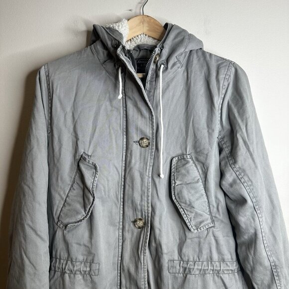 Vintage Y2K Abercrombie & Fitch Fur Lined Parka Jacket Womens M Green Bella Swan - Picture 2 of 16